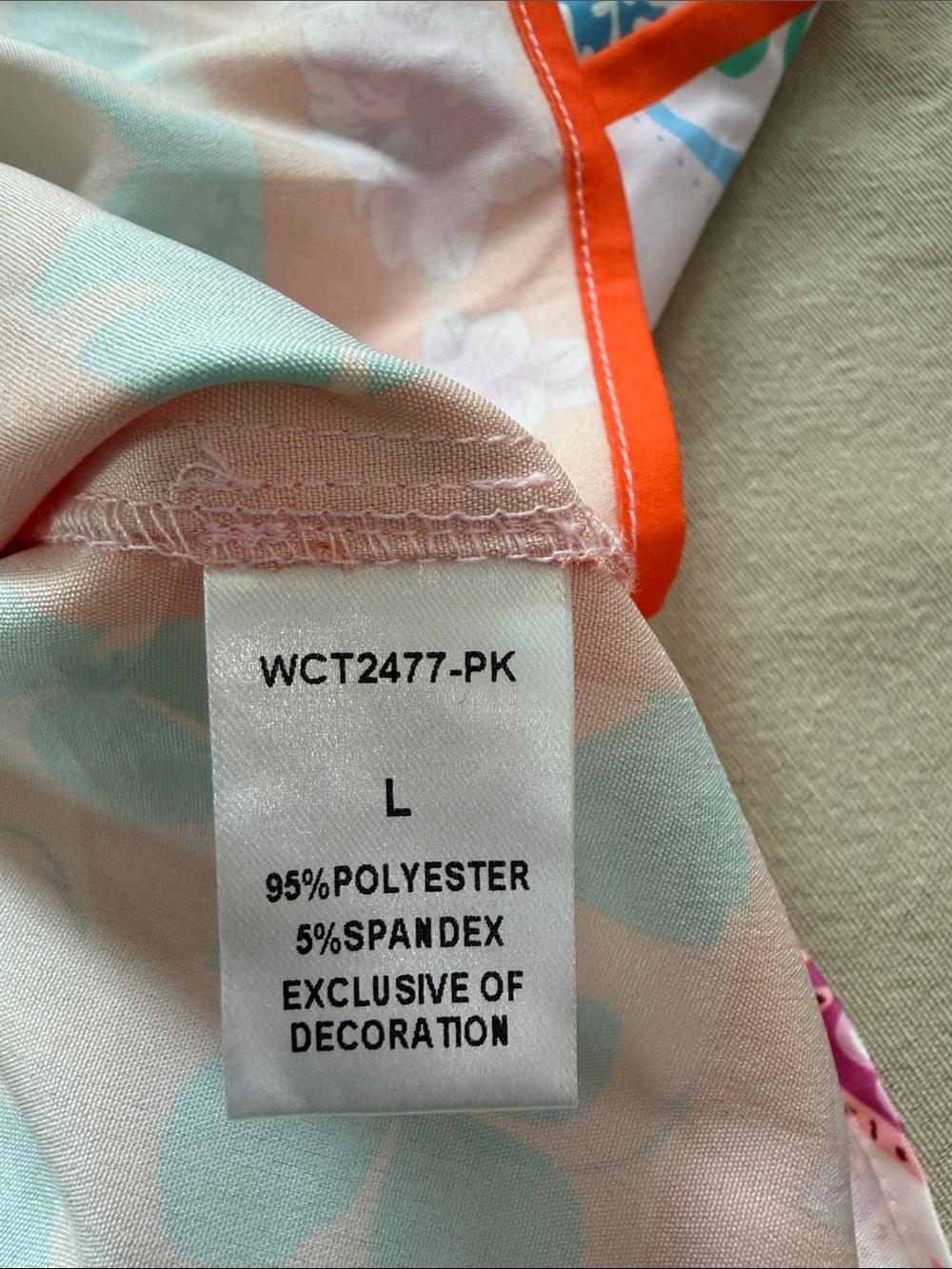 THML Pink & Orange Patchwork Tunic with Green Trim - Picture 6 of 6